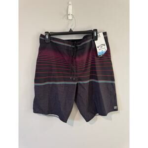NWT Billabong North Point Pro Boardshorts Black & Red Striped Size 32